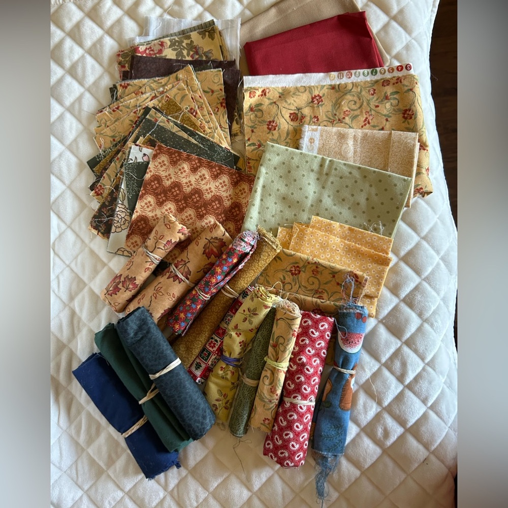 Pound Plus 100% Cotton Quilt Fabric Scrap Lot for Quilting Autumn Colors Warm